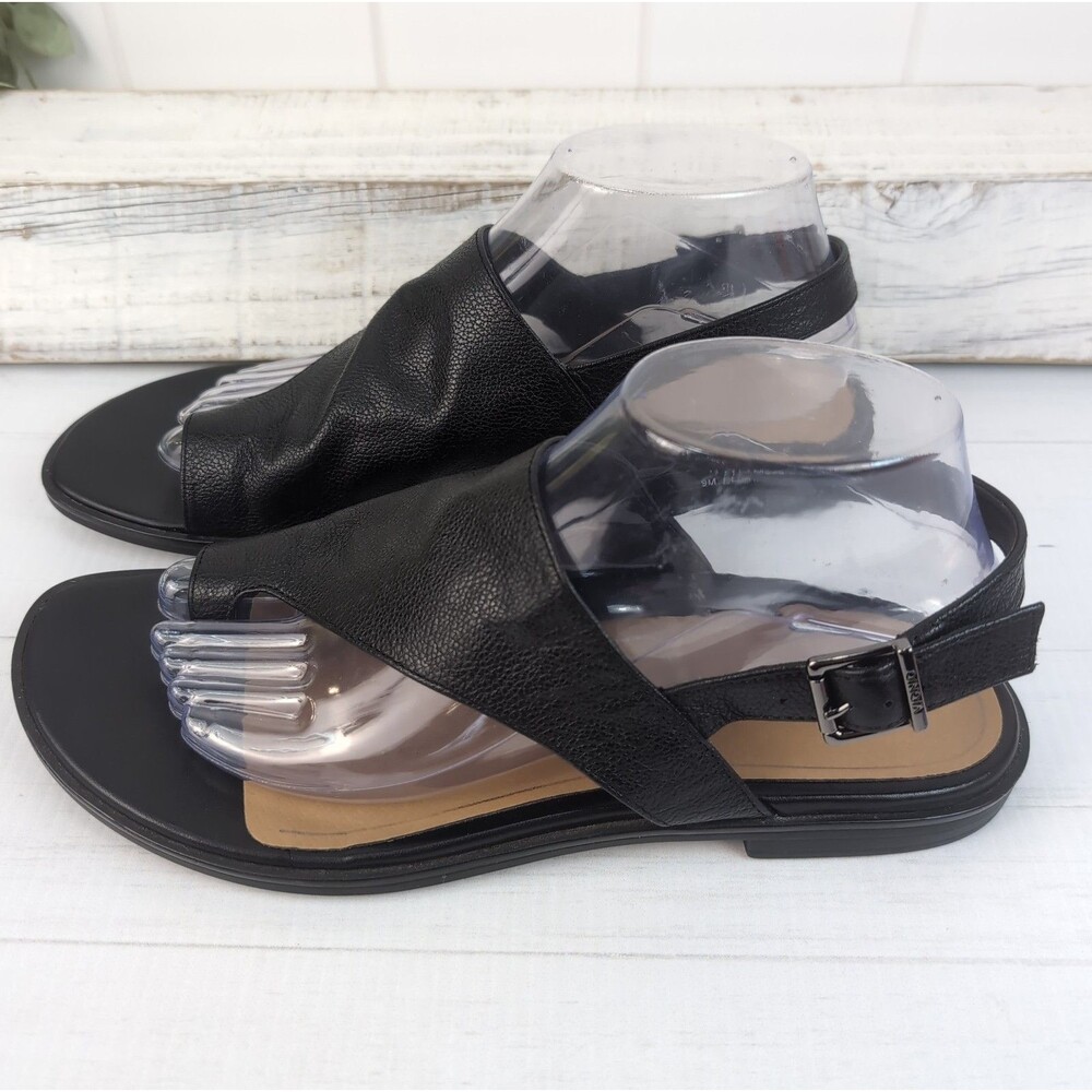 Vionic Ella Toe Loop Sandal Black Leather Women’s 9M Arch Support Comfort Shoes - Picture 3 of 13